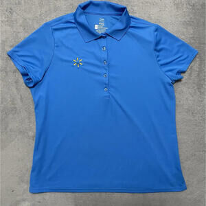 Walmart Polo Shirt Womens XL Blue Short Sleeve Employee Workwear Uniform Logo